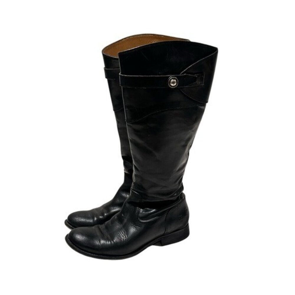 Frye Molly Knee High Riding Boots Women's 8 B Black Leather Side Zip 3476111-BKX